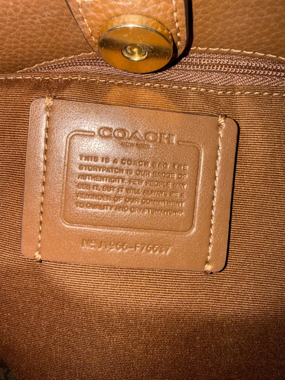 Coach Ivory Pebbled Leather Double-Handle Tote with Gold Logo - Picture 10 of 10